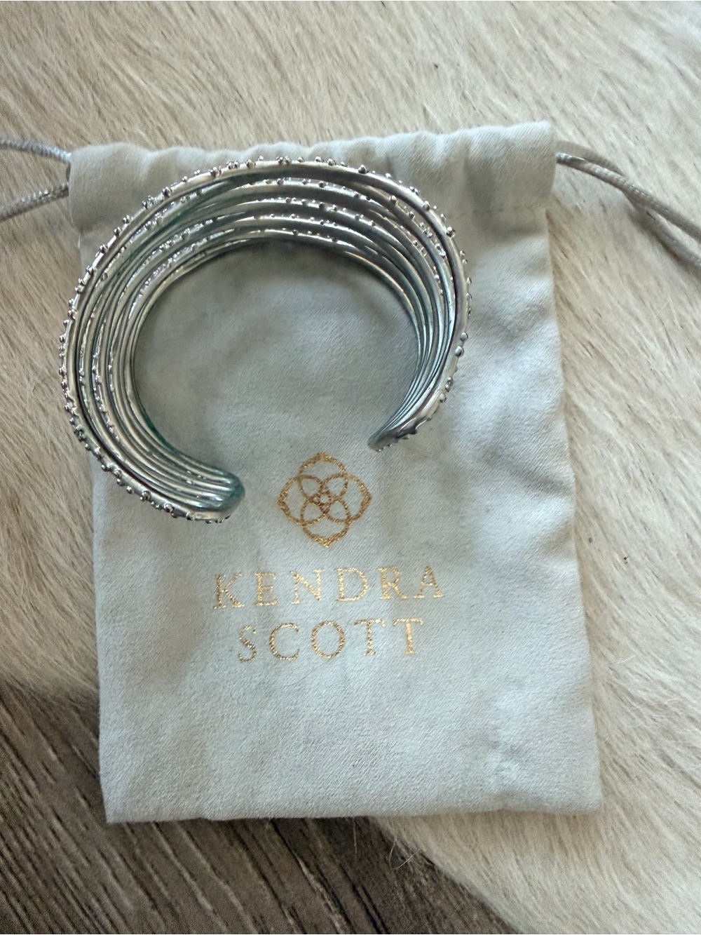 Kendra Scott Silver Textured Multi-Band Cuff Bracelet - Picture 3 of 4